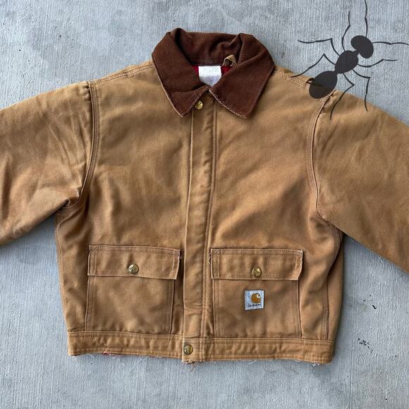 Vintage Y2K Carhartt brown cropped Detroit style work wear jacket - Picture 3 of 9